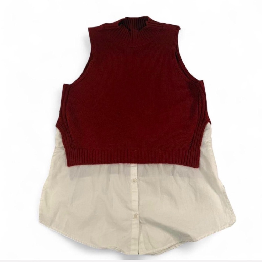 Altar'd State Red and White Sleeveless Blouse tunic size medium